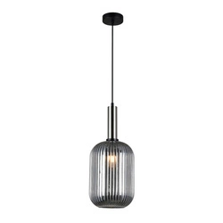 Lampa wisząca ANTIOLA z dymionym kloszem śr. 20cm E27 | nikiel