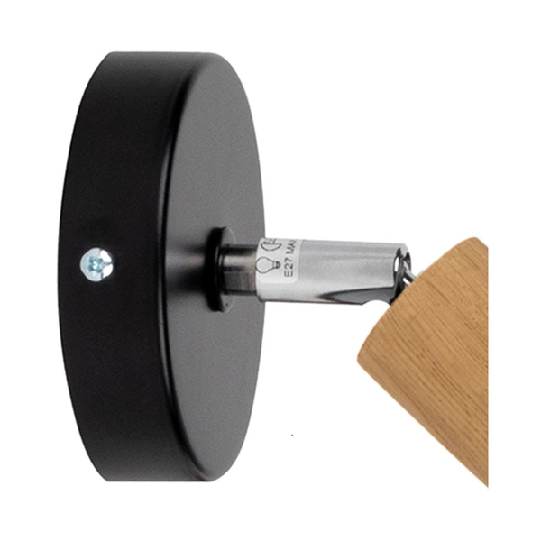 Elmin Kinkiet 1xE27 Max.25W Dąb Olejowany/Czarny Metal 2264104