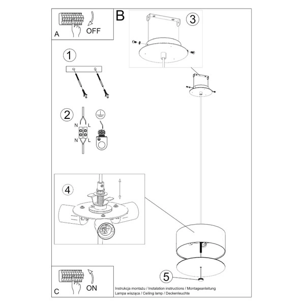 Lampa wisząca SKALA SL.0755, 30cm, biała, 3x60W E27