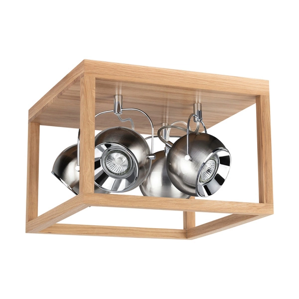 Lampa sufitowa Roy z 4xLED GU10 5W Dąb olejowany/Satynowy metal 5227474