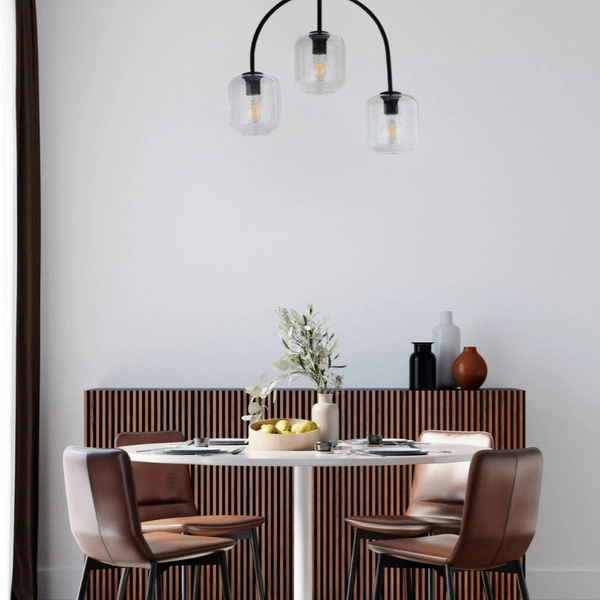 Klasyczna lampa wisząca do sypialni SHINE E27 60W szer. 52cm | bursztyn