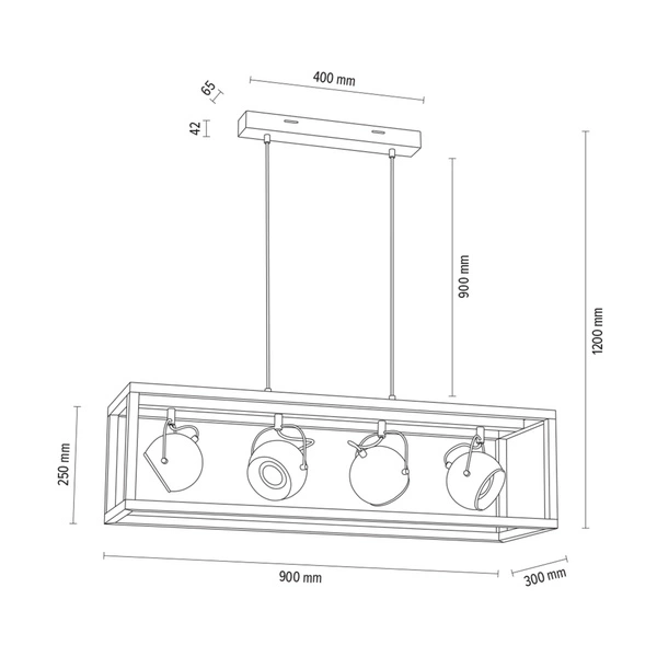 Lampa wisząca Roy Zawiera 4xLED GU10 5W Dąb Olejowany/Biały Metal/Przezroczysty Kabel PCV 61620474