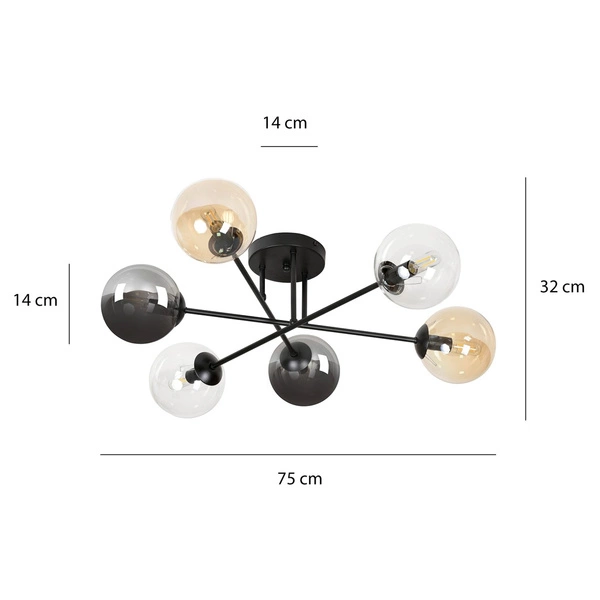 Lampa sufitowa Emibig BRENDI 6B BL MIX 2 834/6B2
