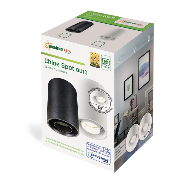 Oprawa LED natynkowa CHLOE GU10 regulacja kąta wys. 13cm | czarny