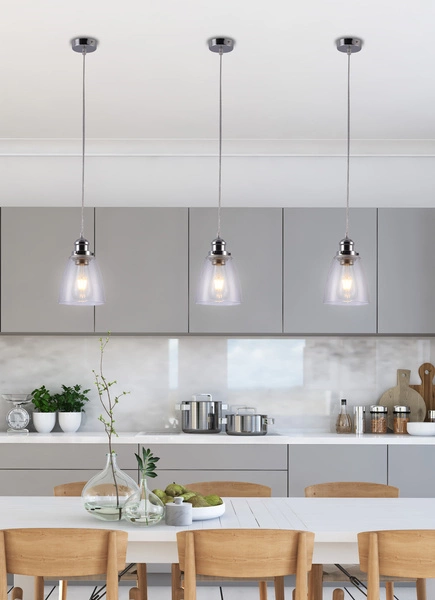 Lampa wisząca VOICE 31-70821 chrom/transparentny 1x40W E27