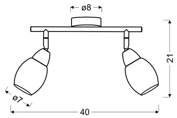 Lampa sufitowa RICO listwa 2x6W 2X6W LED SMD, główka okrągła 1E z przegubem KD SYSTEM, chrom/transparentny, 3000K, 92-67579