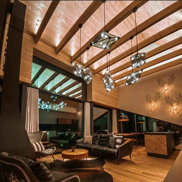 Nowoczesna lampa wisząca pionowa KONSTELACJA, 7x8W LED G9