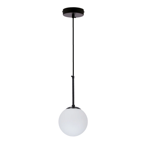 Lampa wisząca POMPEI, 15 cm, 31-09586, czarna z białym kloszem, 1x40W E27