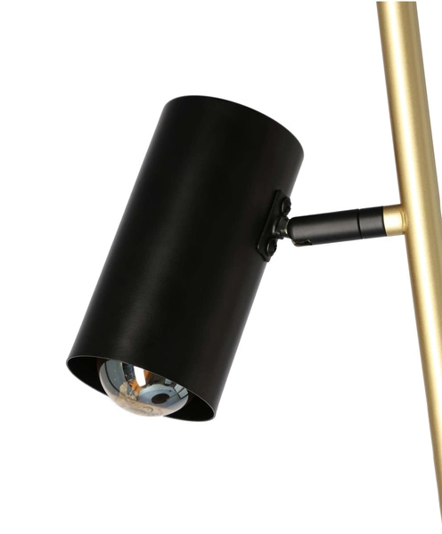 PERRET LAMPA PODŁOGOWA CZARNY+ZŁOTY MATOWY 2X15W GU10 KLOSZ CZARNY