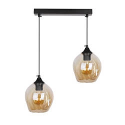 Lampa wisząca ASPA, czarna z brązowymi kloszami, 2x40W E27