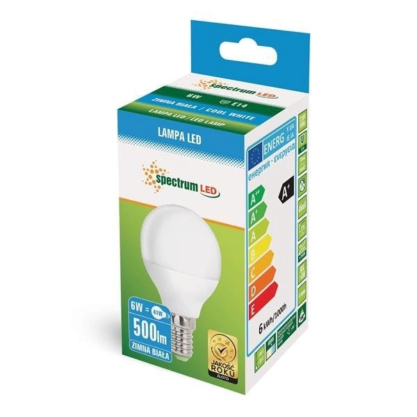 LED KULKA E-14 230V 6W CW SPECTRUM