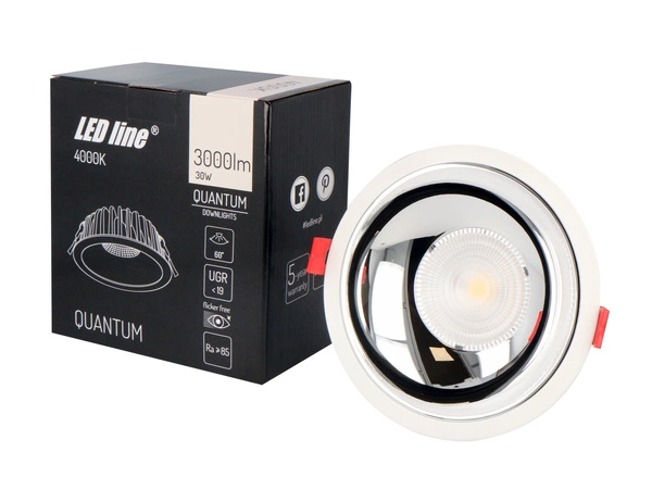 Downlight lampa sufitowa podtynkowa QUANTUM LED 30W 4000K 115mm | biała