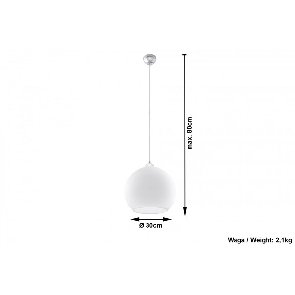 Szklana lampa wisząca BALL SL.0256 Biała 1xE27