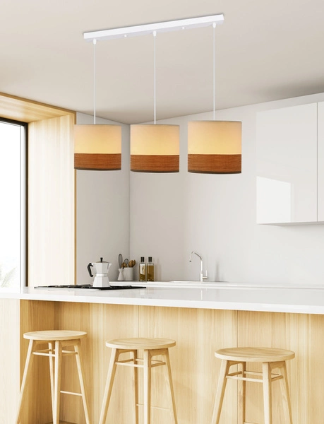 Lampa wisząca BIANCO, 33-17550, biały/orzech, 3x40W E27