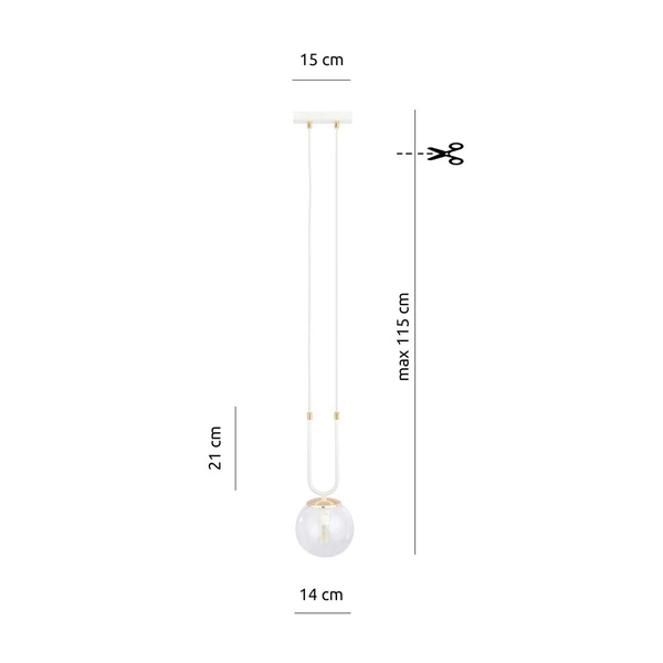 Lampa wisząca Emibig GLAM 1 Biały/TRANSPARENT 1116/1