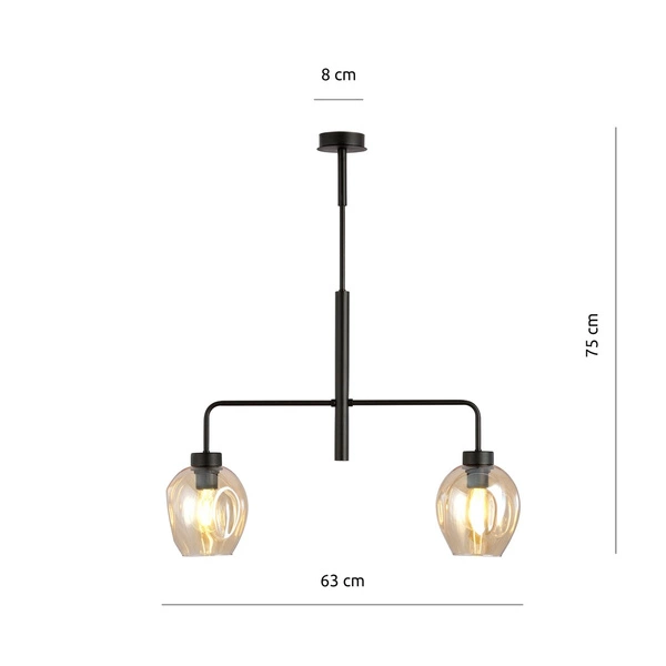 Lampa sufitowa Emibig LUKKA 2 Czarny/AMBER 1165/2