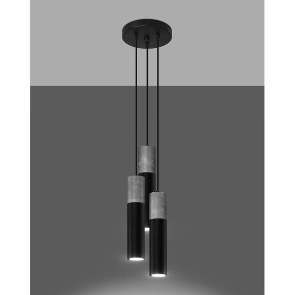 Lampa wisząca BORGIO 3P, SL.1081, czarny/beton, 3x40W GU10