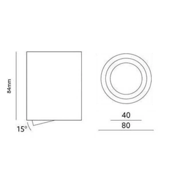 Natynkowa lampa tuba spot AHA regulowana 1xGU10 śr. 8cm | Czarna wys 8,4cm