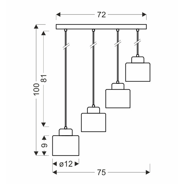 Lampa wisząca OLENA, czarny/miedziany, 4x60W E27