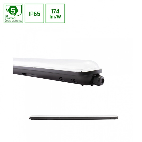 LIMEA GIGANT HERMETYK 1200mm 38W NW 230V 120st IP65 IK09 1190x72x70mm CZARNY