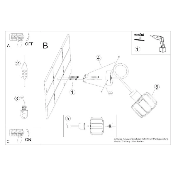 Kinkiet BELUCI 1S, czarny, 1x40W E14, SL.1117