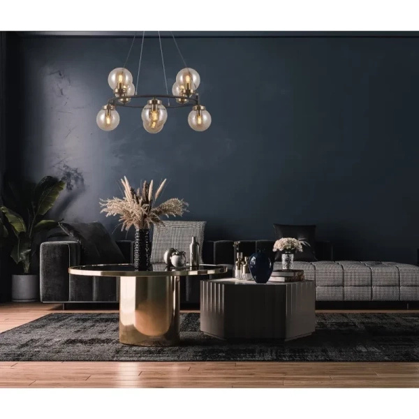 Industrialny żyrandol do salonu GALVEZ 8x E14 wys. 80cm | czarny