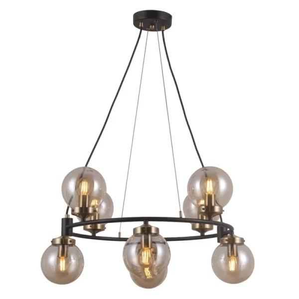 Industrialny żyrandol do salonu GALVEZ 8x E14 wys. 80cm | czarny