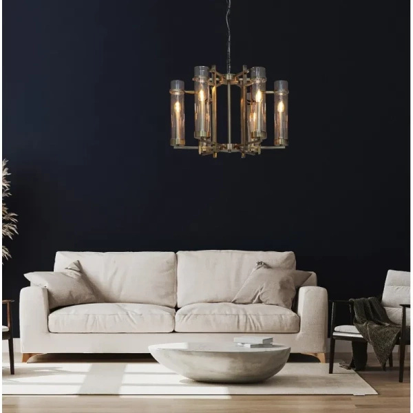 Klasyczny żyrandol ASPEN 6x E14 wys. 120cm | antyczny brąz