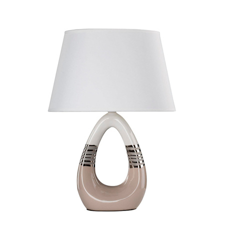 Lampa stołowa/nocna ROMANO 41-79954 ceramiczna beżowo-biała 1x60W E27