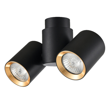 Lampa sufitowa BOSTON 2, czarna ze złotymi ringami, 2x50W GU10