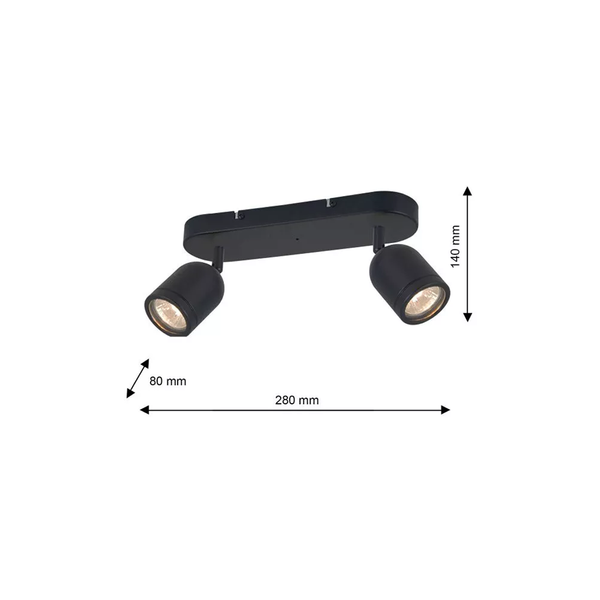 Lampa sufitowa PORTER, ML7643, czarna, 2x8W GU10, IP44 