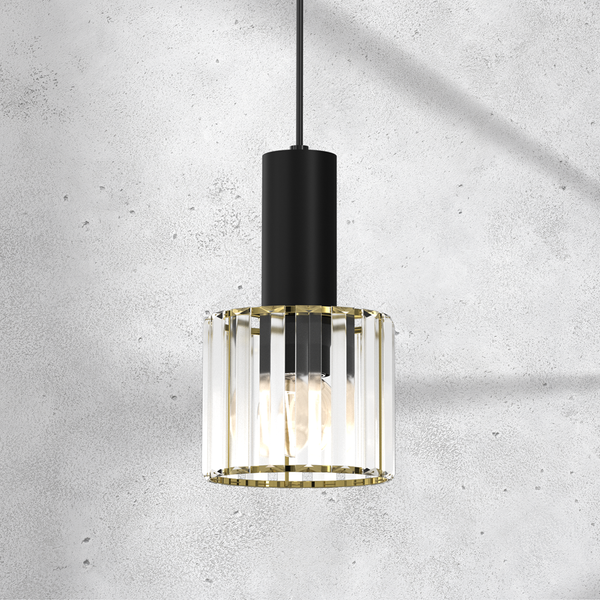 Lampa wisząca CRISTAL, MLP8360, czarny/transparentny/złoty, 1x60W E27