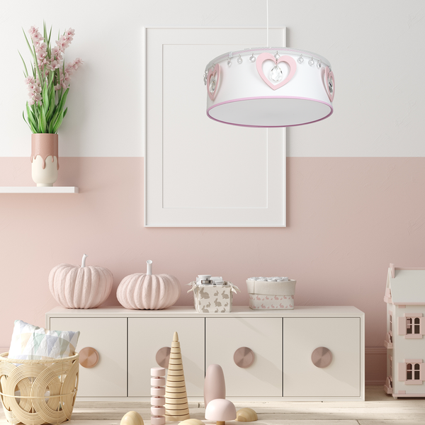 Lampa wisząca HEART, biały/różowy/transparentny, 1x60W E27, MLP8278