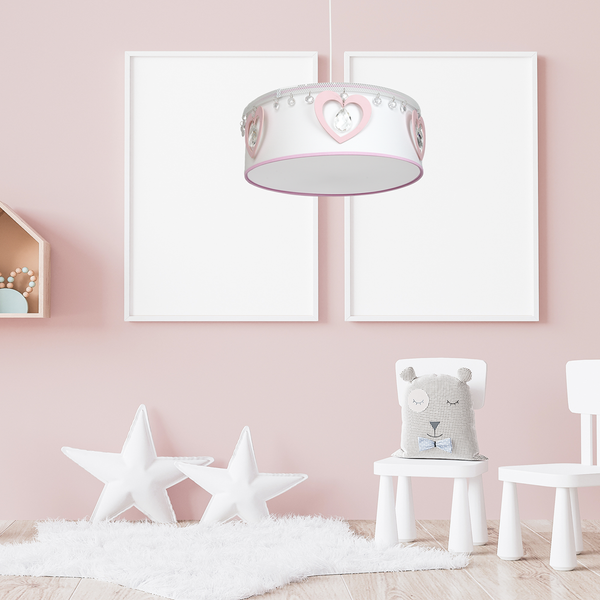 Lampa wisząca HEART, biały/różowy/transparentny, 1x60W E27, MLP8278