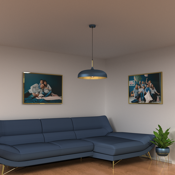 Lampa wisząca LINCOLN, MLP7901, 45 cm, niebieski/złoty, 1x60W E27
