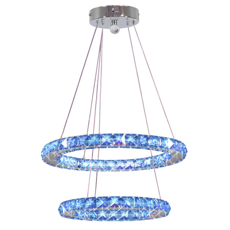 Lampa wisząca LORDS, 2 okręgi z kryształkami, 32-63106, chrom, 27W LED, RGB z pilotem