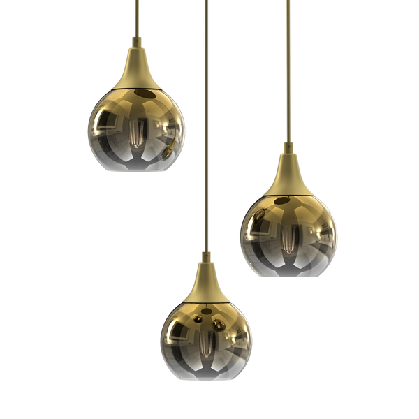 Lampa wisząca MONTE GOLD, MLP8403, złoty/dymiony, 3x60W E27