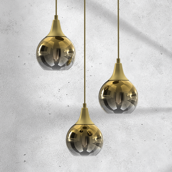 Lampa wisząca MONTE GOLD, MLP8403, złoty/dymiony, 3x60W E27