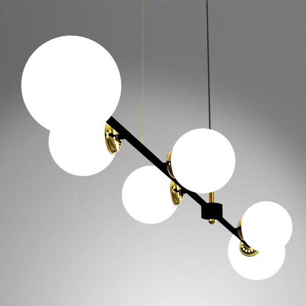 Lampa wisząca POP, MLP7846, czarny/złoty/biały, 6x40W E14