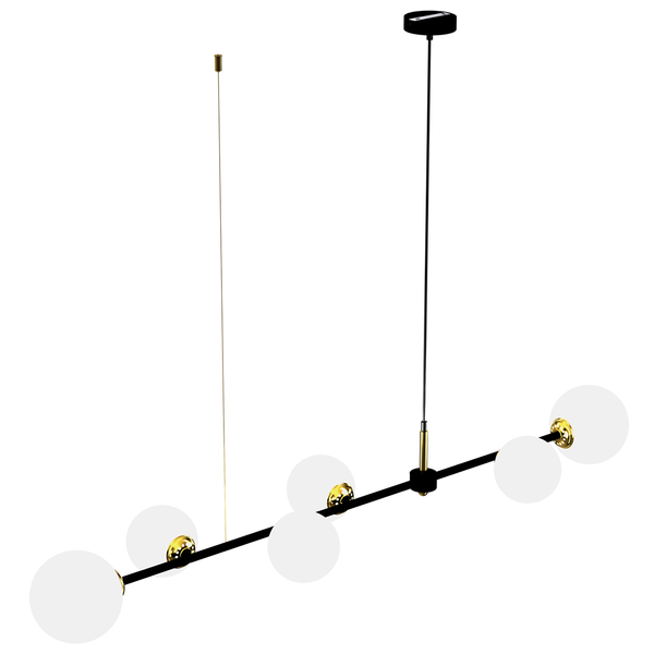 Lampa wisząca POP, MLP7846, czarny/złoty/biały, 6x40W E14