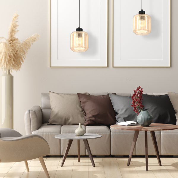 Lampa wisząca SOMBRA AMBER, MLP8370, czarny/bursztynowy, 1x60W E27