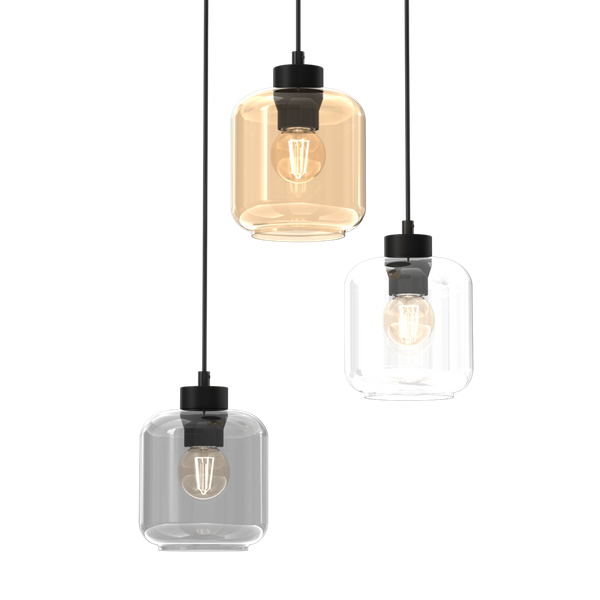 Lampa wisząca SOMBRA MIX, MLP8369, czarna z kolorowymi kloszami, 3x60W E27