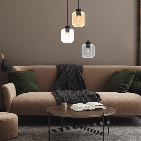 Lampa wisząca SOMBRA MIX, MLP8369, czarna z kolorowymi kloszami, 3x60W E27
