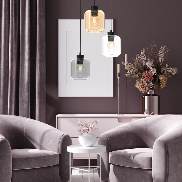 Lampa wisząca SOMBRA MIX, MLP8369, czarna z kolorowymi kloszami, 3x60W E27