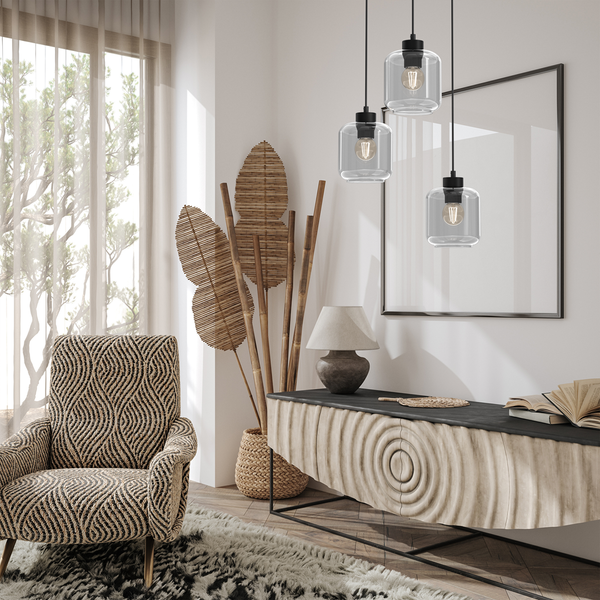 Lampa wisząca SOMBRA SMOKED, MLP8375, czarny/dymiony, 3x60W E27