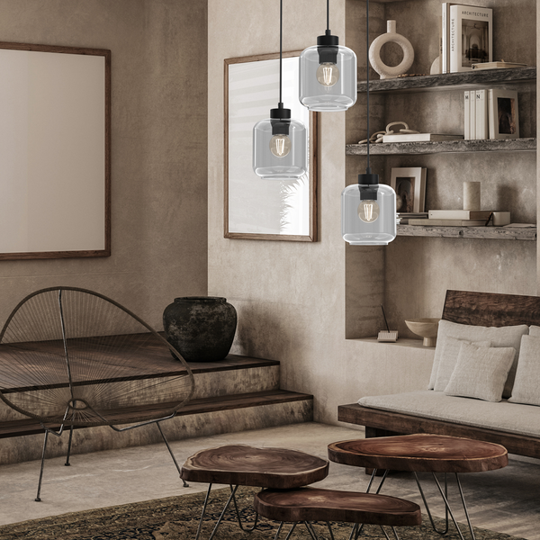 Lampa wisząca SOMBRA SMOKED, MLP8375, czarny/dymiony, 3x60W E27