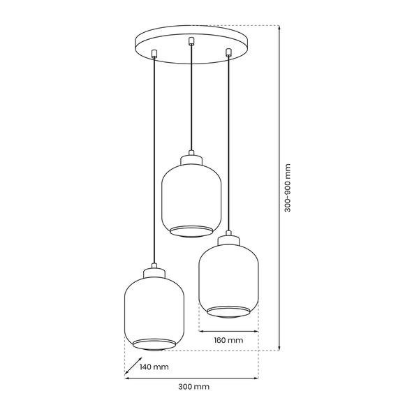 Lampa wisząca SOMBRA SMOKED, MLP8375, czarny/dymiony, 3x60W E27
