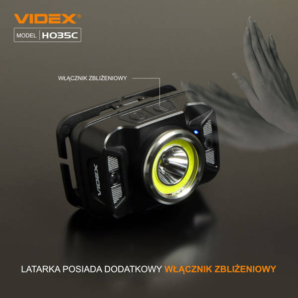 Latarka LED czołowa 5W IP65 5000K COB zasięg 86m | czarny