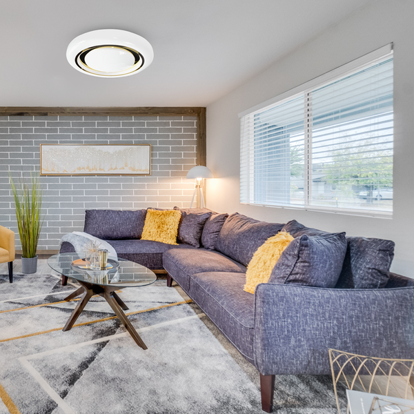 Plafon MEGAN GOLD, ML8127, Ø480 mm, biały/złoty, 48W LED