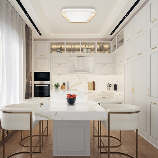 Plafon QUADRO GOLD, ML7933, biały/złoty, 66W LED